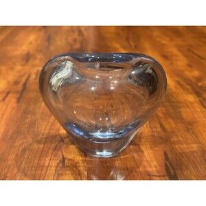 Holmegaard Danish Per Lutken Blue Heart Akva Glass Signed & Dated Minuet Vase